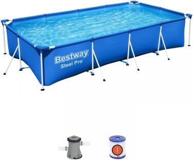 Каркасний басейн Bestway Deluxe Splash - Steel Pro, комплект з фільтруючим насосом, 300 x 201 x 66 см, (400x2181 см, синій)