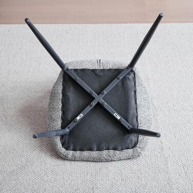 Набір обіднього столу та стільців GrandCA HOME: круглий стіл 100 см та 4 сучасні стільці з льону, для вітальні, кухні, їдальні, темно-сірий