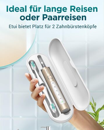 Електрична зубна щітка для дорослих і дітей - звукова, 8 насадок (3 типи), 90 днів роботи, 5 режимів, 50000VPM, кейс для подорожей, таймер (Золота)