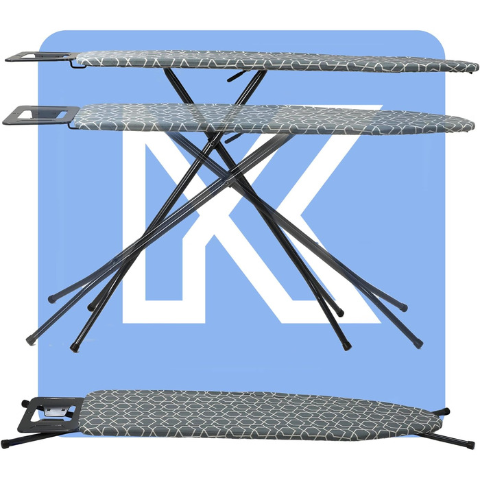 Складна прасувальна дошка KADAX з підставкою для праски, регульована по висоті прасувальна дошка з металевою сіткою, парова прасувальна дошка з нековзними ніжками (сіра)