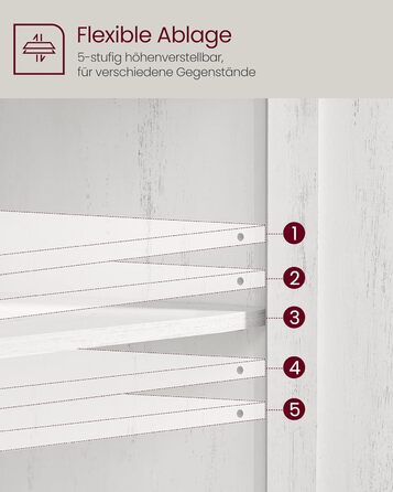 Шафа VASAGLE для кухні, комод з шухлядами, шафа для зберігання з дверцятами, регульована полиця, стиль кантрі, для вітальні, кухні, їдальні, 40 x 140 x 80 см, вінтажно-білий + медовий (BBK381W02)