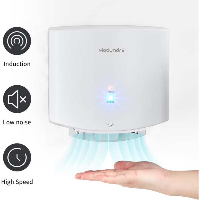 Компактний автоматичний електричний сушар для рук настінний для дому та комерційних приміщень (білий)