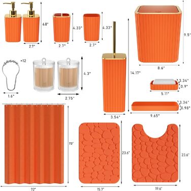 Набір аксесуарів для ванної кімнати, 25 предметів, салатовий, з душовою завісою та килимками