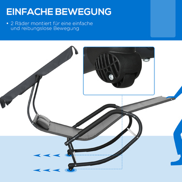 Подвійне шезлонге для двох осіб, з подушкою та балдахіном, розміром 200 см x 139 см x 140 см, темно-сірий