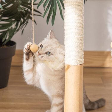 Котяча когтеточка для кішок котяча когтеточка з кульковим пером МДФ сизаль бежевий коричневий 40 х 37 х 51 см