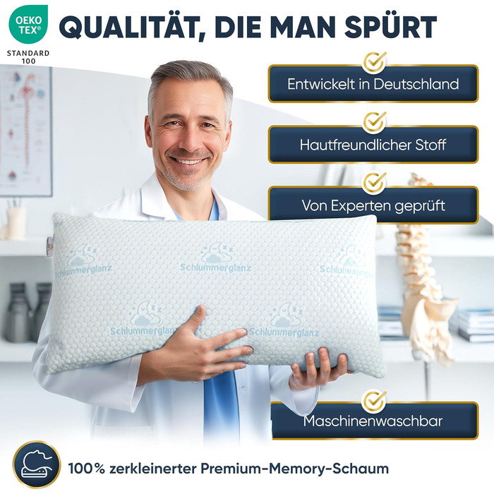 Подушка з піною з пам'яті - подушка 40x80, регульована висота - подушки для сну для тих, хто спить на боці та інші - преміум наповнювач проти болю в шиї - легкий вибір потрібної висоти