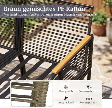 Садовий набір меблів з ротангу COSTWAY: Лаунж-комплект з столом та подушками для саду, балкону, тераси - 3-х місний сірий