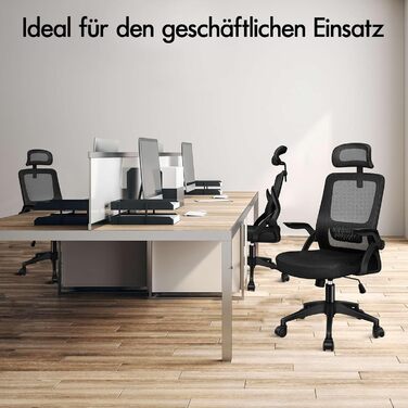 Офісний крісло ALFORDSON з динамічною підтримкою попереку, чорний. Ергономічний поворотний стілець з відкидними підлокітниками для комп'ютера