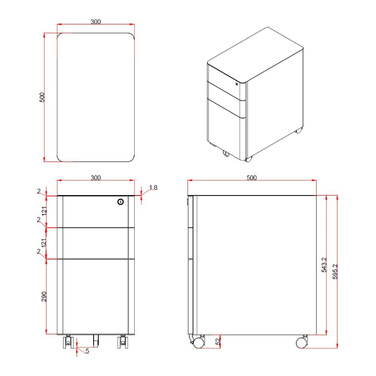 Модельний рол-контейнер COLOR I (білий / сірий метал) від hjh OFFICE