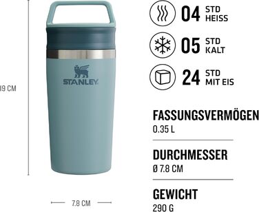 Термокружка Stanley Cafe To Go з нержавіючої сталі - 0.35L, Shale (Підтримує 4 години тепла, 5 годин холоду, для кави, з ручкою, миється в посудомийній машині)