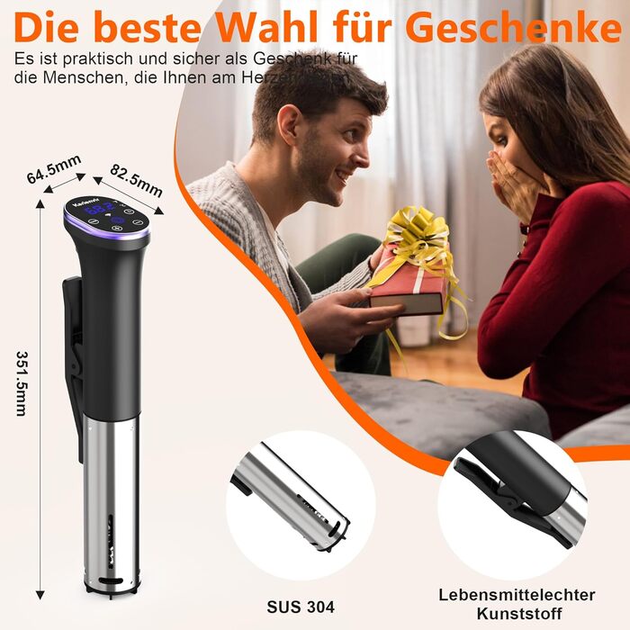 Sous Vide занурювальний кухонний термостат Karienvir 1400W з LCD-дисплеєм, Wi-Fi, IPX7, таймером, фіолетовий