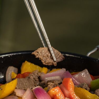 Набір столових приладів iBasingo Titan для кемпінгу: ложка, виделка, ніж, палочки для їжі. Металевий набір для відпочинку та подорожей Ti1056T