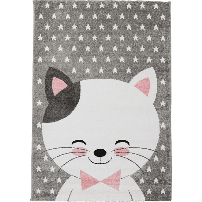 Круглий дитячий килимок Cat Design Ігровий килимок з коротким ворсом Modern Baby Room Blue (140x200 см, Pink-1)