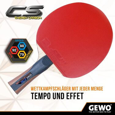 Ракетка для настільного тенісу GEWO CS Energy Carbon-професійна ракетка для настільного тенісу, схвалена ITTF-вуглецева ракетка з контрольованим покриттям і високими обертальними властивостями, увігнута, губчаста 1,8 мм