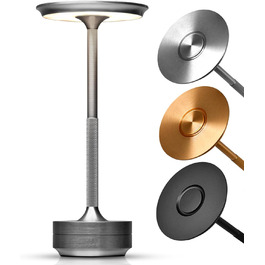 LED-лампа ELYSIA на акумуляторі: диммування, бездротове підключення, сенсорне керування, IP54, 2200-2700K, USB-C, для дому та саду, алюміній, срібло