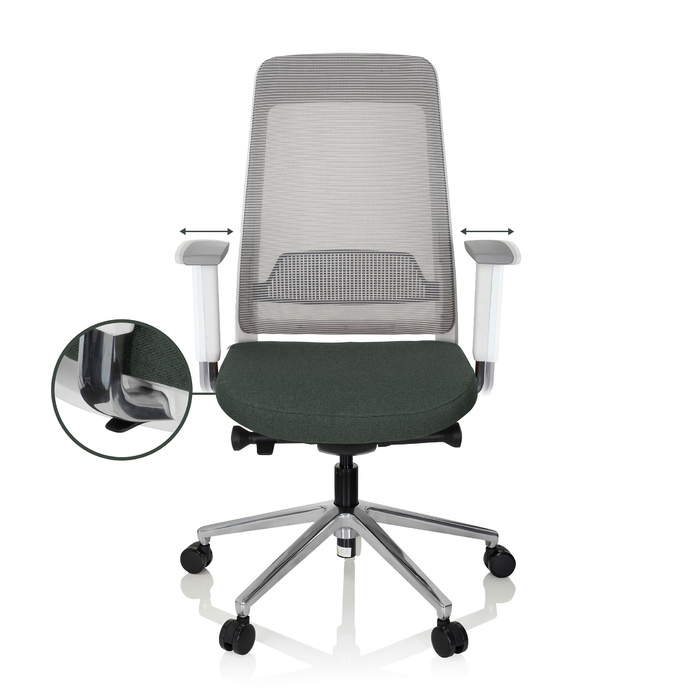 Офісне крісло / поворотне крісло CHIARO T2 WHITE сітка / тканина темно-зелений / сірий hjh OFFICE