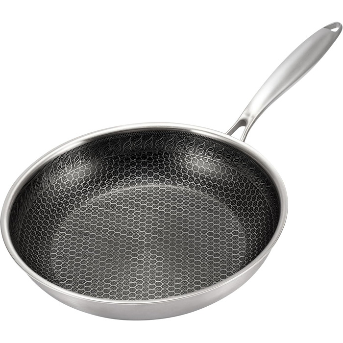 Сковорода з нержавіючої сталі Karl Hausmann 24 см - без покриття, для приготування картоплі, м'яса та овочів, сумісна з індукцією, можна мити в посудомийній машині