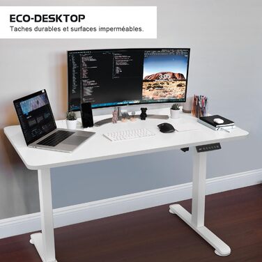 Регульований стіл Homall 100x60 см з USB-портом, комп'ютерний стіл для дому та офісу, ергономічний (білий)