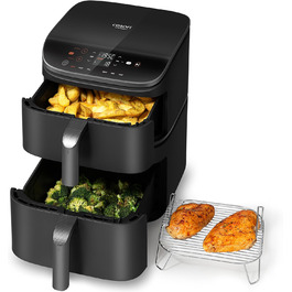 Фритюрниця без олії COSORI з 2 камерами, 10.8 л, срігау, з рецептами та нержавіючою сталлю