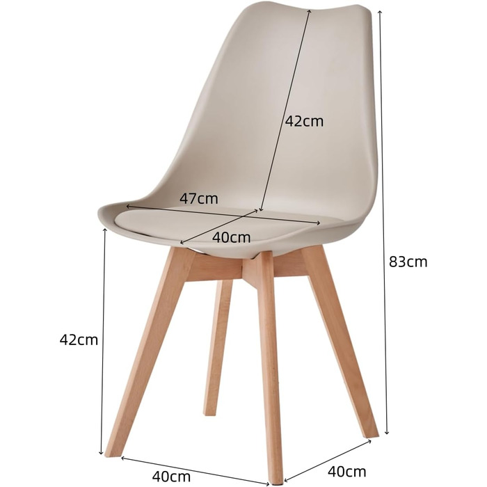 6-Piece Set Modern Dining Chairs, Kitchen Chairs with Upholstery and Beech Legs for Bedroom, Living Room, Dining Room, Kitchen – Khaki