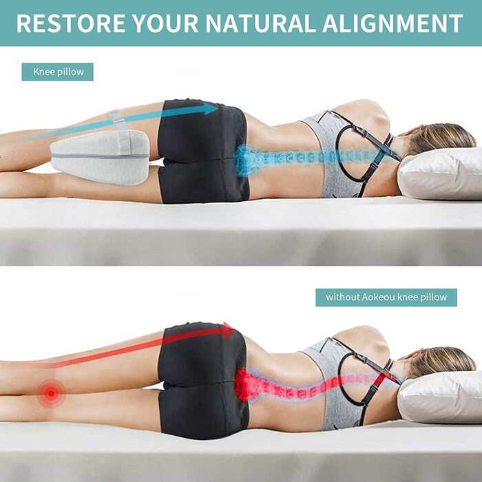 Ергономічна подушка між ніг для сну на боці CREATESTAR з ефектом пам'яті (Memory Foam), сіра, знімний чохол