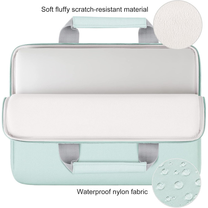 Чохол для ноутбука DOMISO 16 дюймів, сумісний з MacBook Pro (M4/M3/M2/M1) Pro/Max, водонепроникний, з ручкою, (14 дюймів, м'ятний)