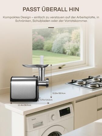 Електрична м'ясоподрібнювач Fleischwolf 3 в 1 з набором для ковбаси та 3-ма лезами з нержавіючої сталі