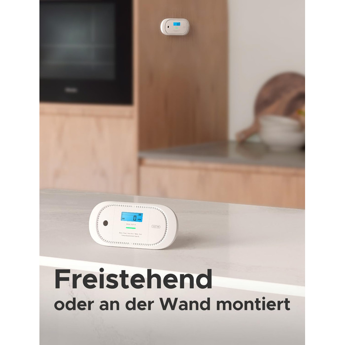 Виявлювач CO X-Sense з LCD-дисплеєм, SBS50, XC01-M (1 шт.) - для дому, з пам'яттю, з базою