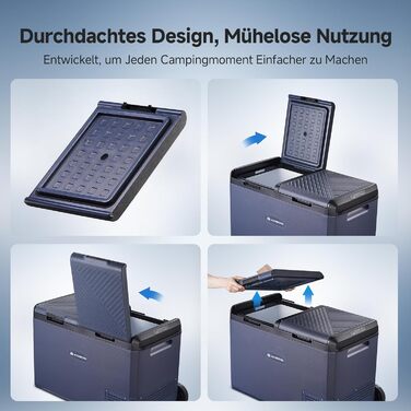 Автомобільний холодильник AAOBOSI 95л: Електричний компресорний бокс, IPX4 водонепроникний, -20°C до +20°C для авто, кемпінгу, подорожей