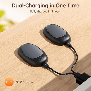 Jonwall Електричні грілки для рук, перезаряджувані, 2 шт. у наборі, USB, портативні, 3 рівні нагріву, для кемпінгу, полювання, гольфу, подарунок для жінок та чоловіків (сірі)