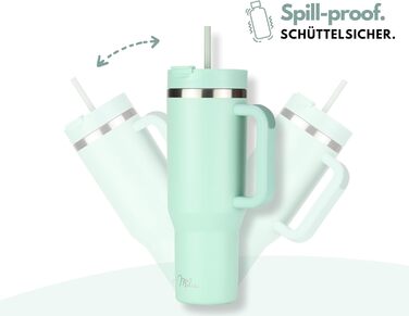 Термокружка Milu 1200 мл з трубочкою та ручкою – термокружка для подарунку жінкам та чоловікам | Подарунок на День батька, День матері, для дідуся та бабусі | Колір: Mellow Mint