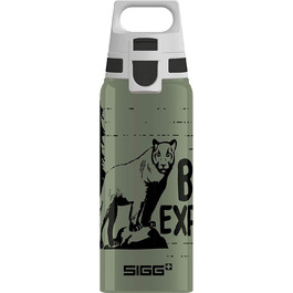 Дитяча пляшка для пиття SIGG WMB One Brave Eagle об'ємом 0,6 л, Дитяча пляшка для пиття, що не містить забруднюючих речовин і герметична, алюмінієва пляшка для води, полегшена як пір'їнка, (зелений)