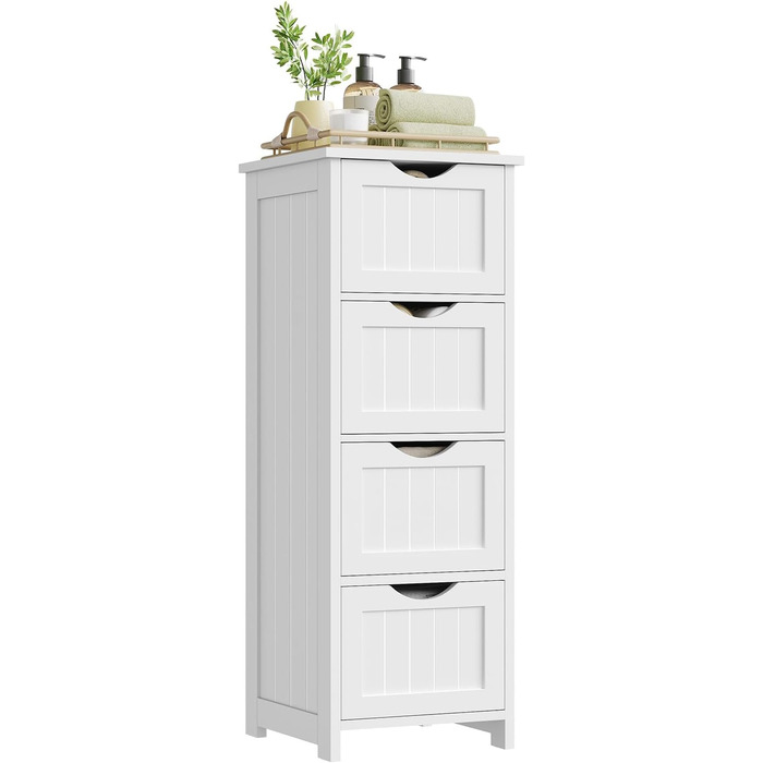 Шафка для ванної кімнати WOLTU, вузька, з 3 висувними ящиками, 32 x 30 x 81 см, для ванної, вітальні, спальні, їдальні, кухні, сучасний дизайн, білий колір, BZS123ws