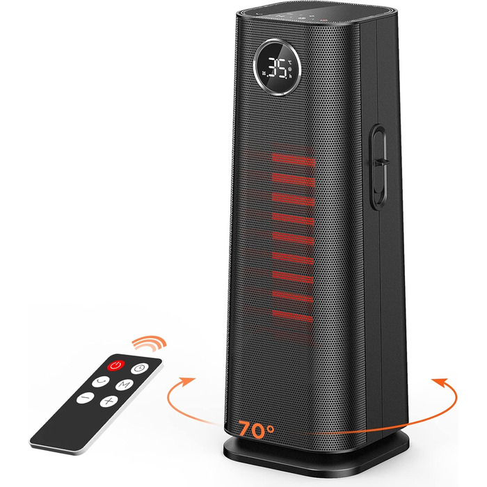 Електричний обігрівач EasyAcc® з пульт дистанційного керування - енергозберігаючий, тихий, 2000W, 24 години