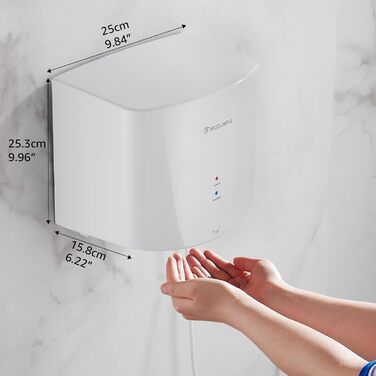 Електричний автоматичний сушар для рук настінний, 1200W (білий)