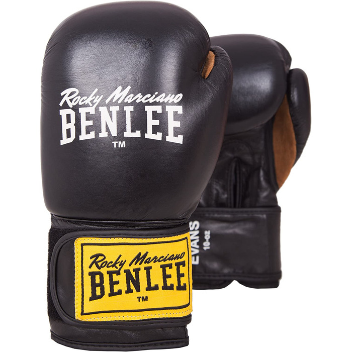 Шкіряні боксерські рукавички Benlee (1 пара) Evans 18 унцій чорного кольору