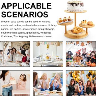 Багатоярусний стійка для тортів та капкейків з дерева, 4 яруси, Ø 30/32 см, для вечірок, днів народжень, святкового декору