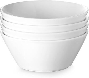 Набір салатників, миски для супу 950 мл / 32 унції, миска з пластівцями велика, великий діаметр миски для супу, порцеляновий набір мисок, миска рамен, біла, упаковка з 4 штук (1730 мл)