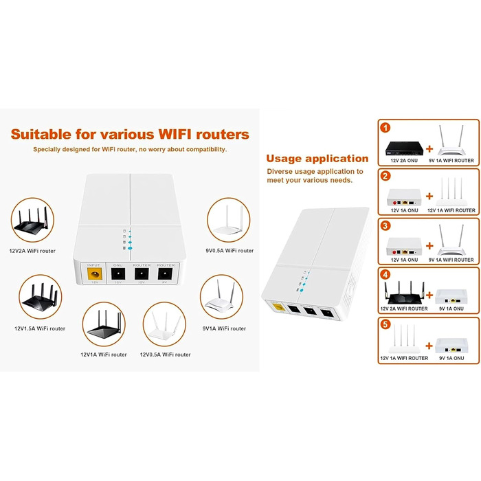 Mini USV 27W для роутера з акумулятором 7800mAh, Li-Ion, резервне живлення, 9V/12V DC, WiFi, Modem, камера
