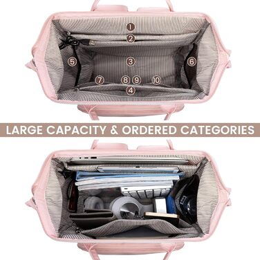 LOVEVOOK Рюкзак для жінок з відділенням для ноутбука 17.3 дюймів. Шкільний рюкзак для дівчат, підлітків, студентів. Водостійкий рюкзак для школи, подорожей, університету, бізнесу. Колір: сірий, рожевий, сірий. Матеріал: шкіра.