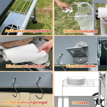 Гриль-возок GFTIME для піци та грилю: сумісний з Koda, Karu, Fyra, Ninja Woodfire, Blackstone, Weber Q. Розміри: 128 x 64 x 78 см.