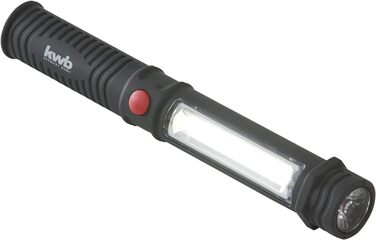 Робоче світло міцна майстерня лампа з магнітною основою (поворотна), гачком для підвішування, функцією ліхтарика, плоска, чорна (працює від батарейок, підсвічування ручки)