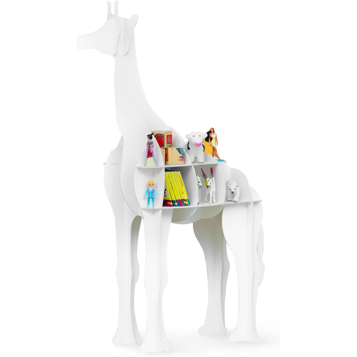 Дитяча полиця Cardboard Co Жираф Іві в білому кольорі - підходить приблизно для 44 тоні, іграшок або дитячих книг - 100 без пластику (натуральний білий)