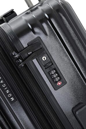 Чорний валіза на 4 колесах з TSA-замком, телескопічною ручкою та жорсткою оболонкою (Münicase M816, Mittel)