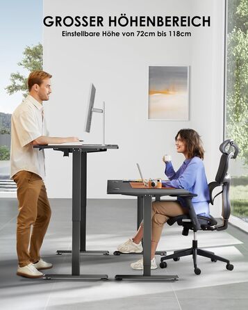 Електричний регульований стіл ErGear 140x70 см, чорний, з пам'яттю, для дому та офісу