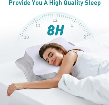 Ортопедична подушка Mokaloo для шиї та підтримки голови – Memory Foam, для сну на боці, спині та животі, з охолодженням, для зняття болю