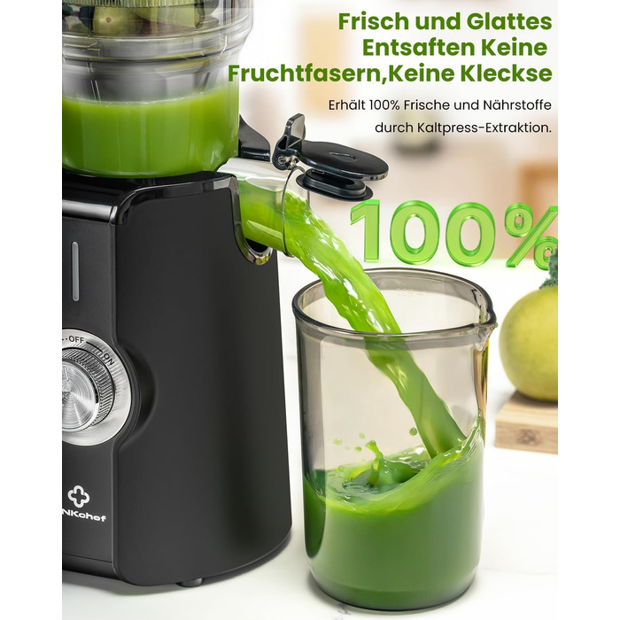 LINKChef Slow Juicer: Холодне віджимання овочів та фруктів, 115 мм, чорний, BPA Free