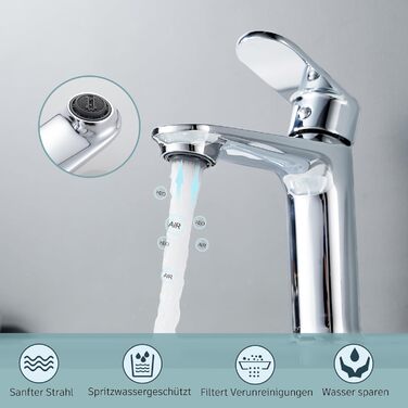 Набір змішувачів для ванної кімнати Belz, латунь, змішувач для раковини з однією отвором, гаряча та холодна вода, сірий (хром)