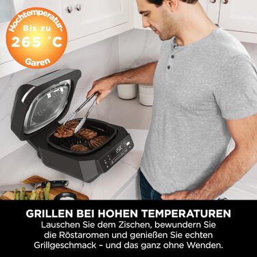 Мультигриль Ninja MAX 6-в-1 з фритюрницею, 3.8л, сірий/срібний, DG551EU