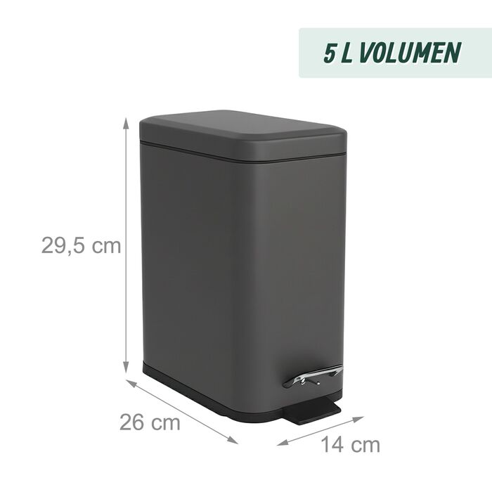 Відро для сміття Relaxdays 5 л з м'яким закриттям